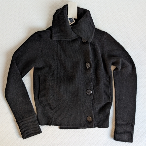 Jac+Jack NWT Kiki 100% Cashmere Black Knit Sweater Moto Bomber Jacket size S